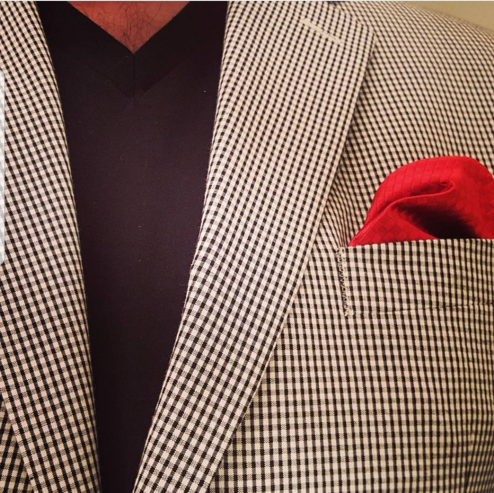 Black and White Checkered Patterned Blazer